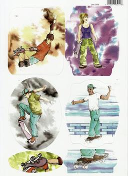 Sports Themed - Skateboarder Male / Female Painted in Water Colours - 2079 . -