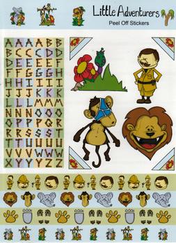 A4 Jungle Animals -Monkey Lion and Elephant Themed Sheet with The Alphabet - 458 . *