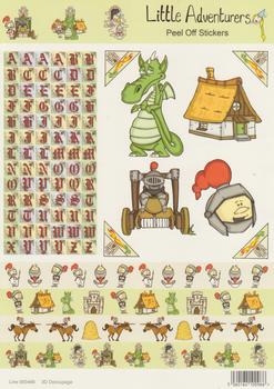 A4 Dragon Knight and Alphabet Themed Sticker Sheet - 468 . 