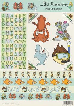 A4 Die Cut  Shark Octopus & Diver themed stickers. . 