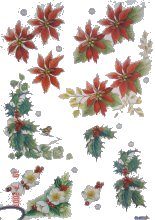 Holly and Poinsettia Die Cut Sheet - 131 - OUT OF STOCK 3d Card Art papertole.co.uk