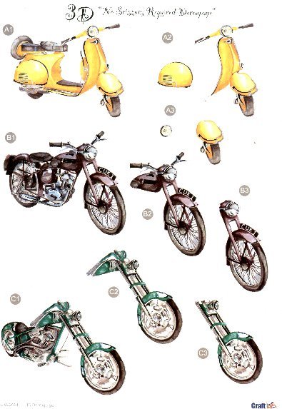 Male Die Cut Sheet - Bikes 3 push out projects  448 - OUT OF STOCK Die Cuts papertole.co.uk