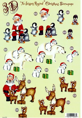 Die Cut Sheet - Santa and his Animals 505 3d Card Art OUT OF STOCK