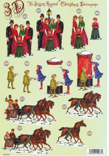 Die Cut Sheet - Xmas Choir / Sleigh / Letter - 501  OUT OF STOCK 3d Card Art OUT OF STOCK