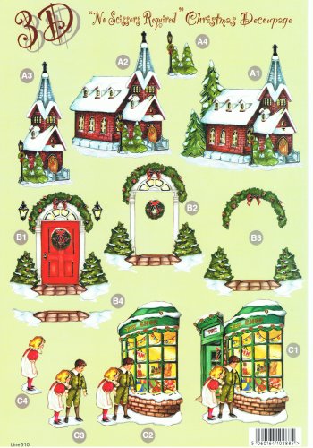 Die Cut Sheet - Christmas Church / Toy Shop 510 OUT OF STOCK Die Cuts Silver Foil Highlights