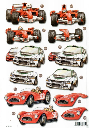 New MaleDie Cuts - Racing Cars   538  - OUT OF STOCK Die Cuts AS SEEN ON T.V