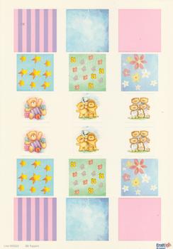 A4 Die cut - 3D Toppers - Teddies Starts Stripes Flowers 222 . *