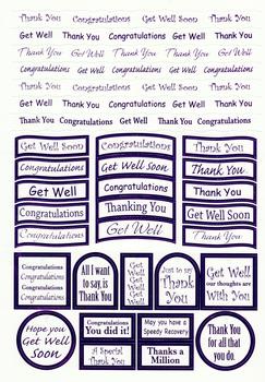 A4 Die Cut Lilac Thank you,Congratulations,Get Well - Foiled Lettering. .  Die-cut captions