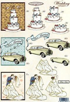 Wedding Die Cut -Wedding Cake, Car & Bride and Groom 841 E papertole.co.uk