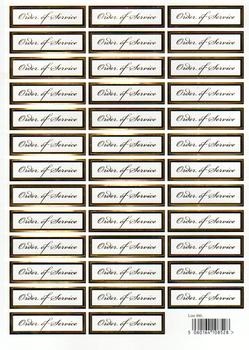 Wedding Die Cut - Order of Service Caption Sheet in Gold- 860 a RRP £1.20