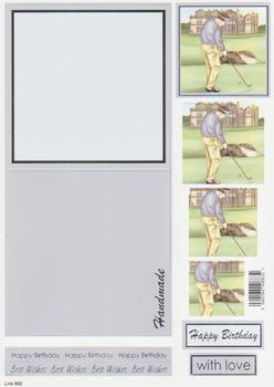 Golfer  - Card, FREE Envelope and Foiled Caption 892 . www.papertole.co.uk