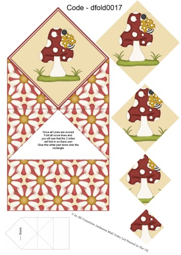 Diamond Double Fold Card - The Mushroom and The Ladybird 3d Card Art RRP 75p