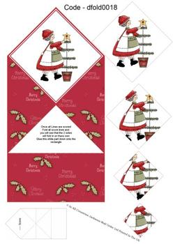 Diamond Double Fold Card - Decorating The Christmas 3d Card Art RRP 75p