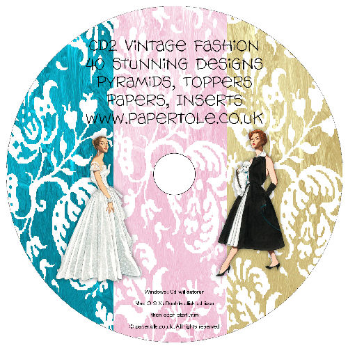 CD 2 - Vintage Fashion, 40 Designs, Pyramids, Toppers, Papers - Inserts Media RRP 14.99