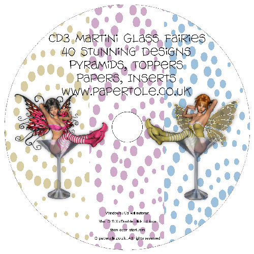 CD 3 - Martini Glass Fairies 40 Designs, Pyramids, Toppers, Papers - Inserts Media RRP 14.99