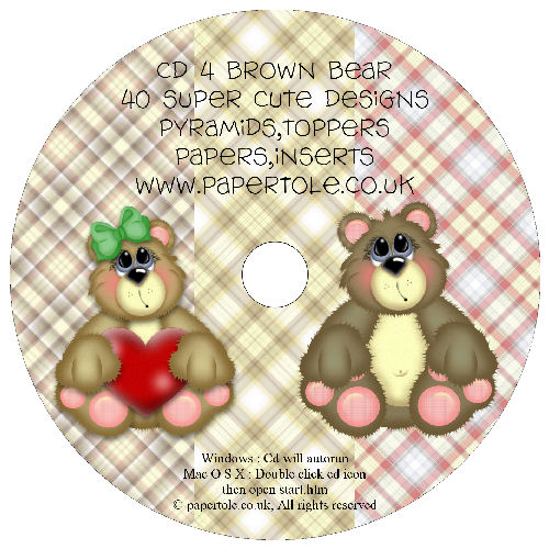 CD 4 - Brown Bear 40 Designs, Pyramids, Toppers, Papers - Inserts Media RRP 14.99