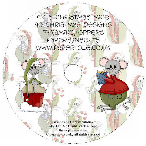 CD 5 - Christmas Mouse, 40 Designs, Pyramids, Toppers, Papers - Inserts Media RRP 14.99