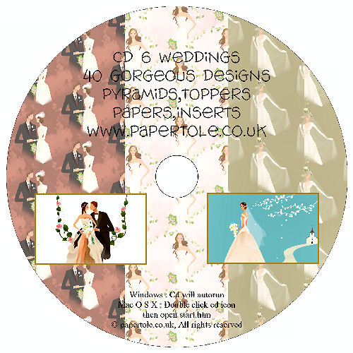 CD 6 - Wedding 40 Designs, Pyramids, Toppers, Papers - Inserts Media RRP £14.99