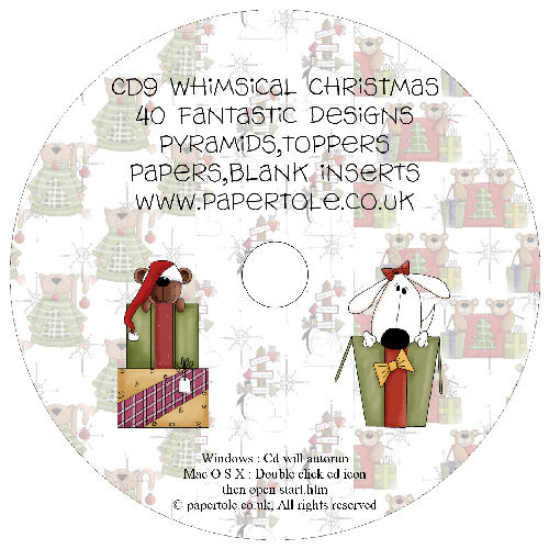 CD 9 - Whimsical Christmas, 40 Designs, Pyramids, Toppers, Papers - Inserts Media RRP 14.99