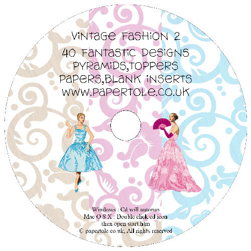 CD 19 -Vintage Fashion 2 - 40 Fantastic Designs, Pyramids, Toppers, Papers - Inserts Media RRP 14.99