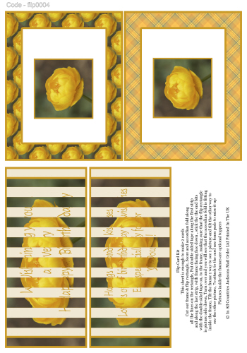 Flip Card - Yellow Rose 3d Card Art RRP 75p
