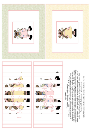 Flip Card - Birthday Teddies / Girl 3d Card Art RRP 75p