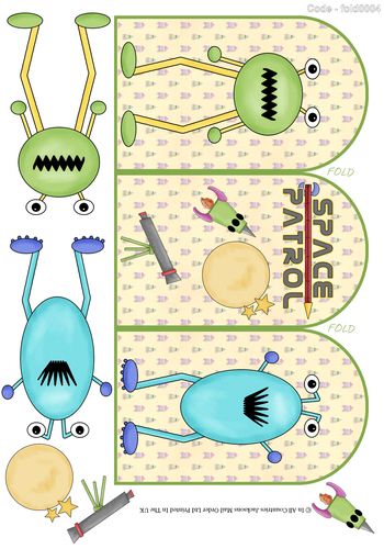 Tri Fold Card - Space Patrol 3D Card Art RRP 75p
