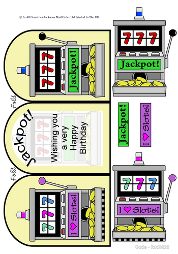 Tri Fold Card - Slot Machines 3D Card Art RRP 75p