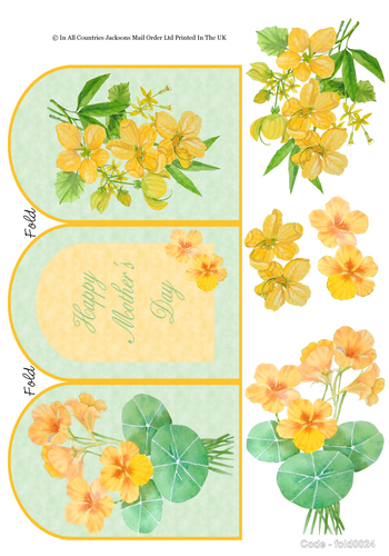 Tri Fold Card - Happy Mothers Day / Yellow Flowers 3D Card Art RRP 75p