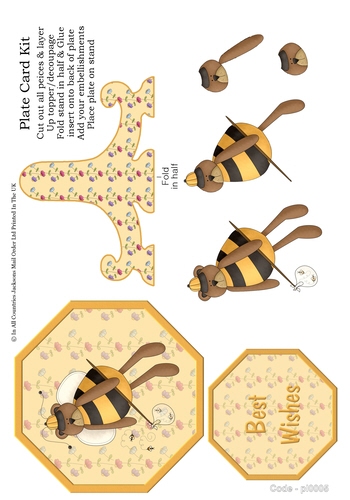 Birthday Plate Card - Birthday Bee 3D Card Art RRP 85p