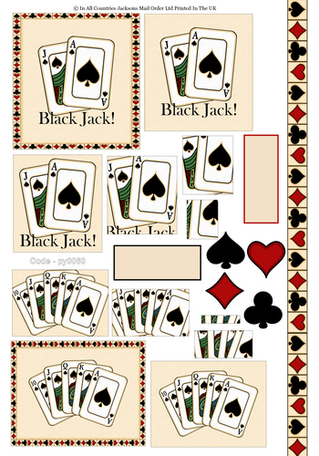 Multi Pyramid Sheet - Black Jack & Poker 3D Card Art RRP 75p