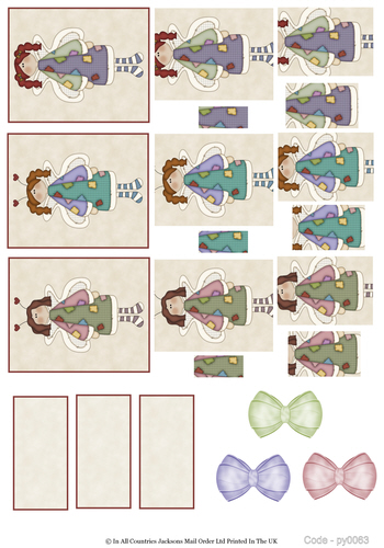 Multi Pyramid Sheet - Patchwork Fairies & Tags 3d Card Art RRP 75p