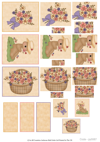 Multi Pyramid Sheet - Teds and Flowers 3D Card Art RRP 75p