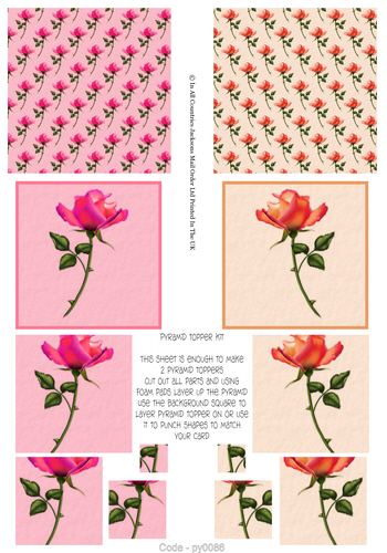 Multi Pyramid Sheet - Roses 3d Card Art RRP 75p