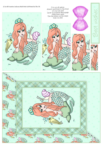 Card Front With Pyramid - Birthday Mermaid 3d Card Art RRP 75p