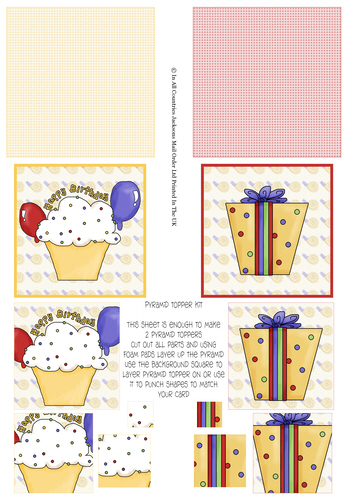Multi Pyramid Sheet - Happy Birthday 3D Card Art RRP 75p