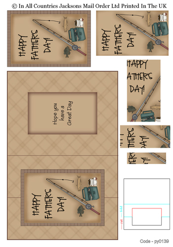 Pyramid Fold Cards - Happy Father's day Fishing 3d Card Art RRP 75p