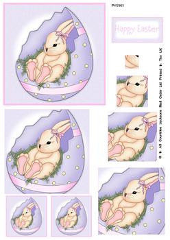 Happy Easter Lilac Background Bunny Spiral Pyramid Sheet W FANTASTIC OFFER!!