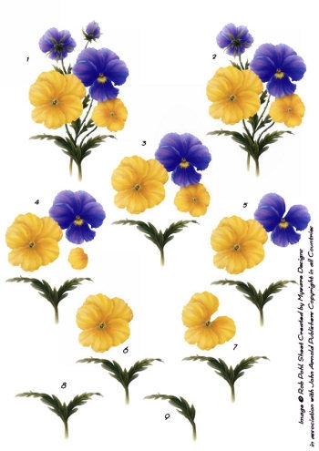 Step by step - Rob Pohl Pansies 3d Card Art Rob Pohl