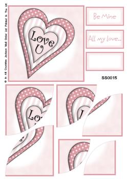 All My Love Pink Valentines Heart Corner Stacker Sheet . FANTASTIC OFFER!!