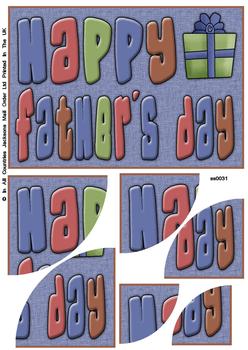 Happy Father's Day - Corner Stacker Sheet - Blue . FATHERS DAY SPECIAL