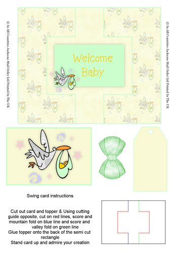 Swing Cards - Welcome Baby 3D Card Art papertole.co.uk