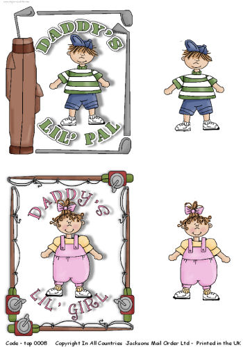 Large Topper - Daddy's Boy - Girl 3d Card Art RRP 75p