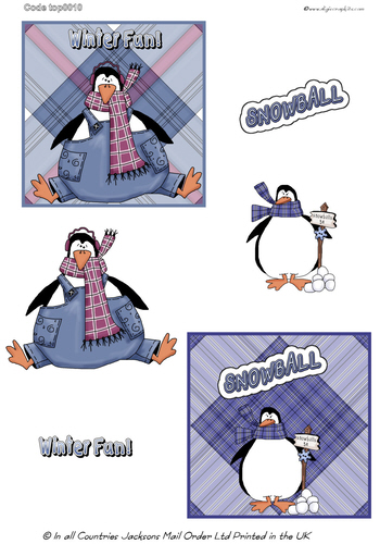 Large Topper - Xmas Penguin Topper 3D Card Art RRP 75p