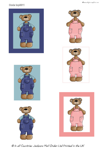 Large Topper - Teddy Bears 3D Card Art RRP 75p