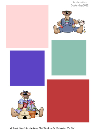 Large Topper - Teddy Bears 3d Card Art RRP 75p