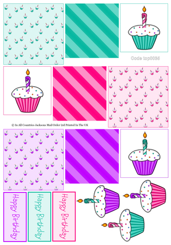 Tri Topper Sheet - Birthday 3 3d Card Art RRP 75p