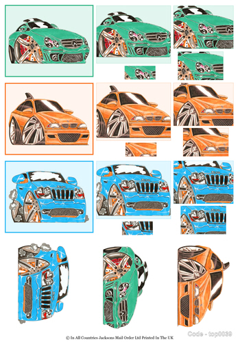 2 in 1 Topper - Sports Cars 3d Card Art RRP 85p