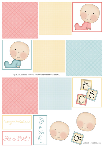 Multi Topper Sheet - Baby Boy / Girl 3d Card Art RRP 75p