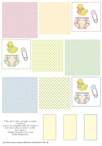 Multi Topper Sheet - Babies 3D Card Art RRP 75p